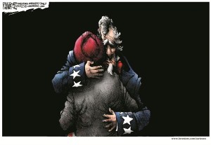 A cartoon of Uncle Sam hugging a Sikh. Appeared in newspapers on August 8, 2012. By permission of Michael Ramirez and Creators Syndicate, Inc. 